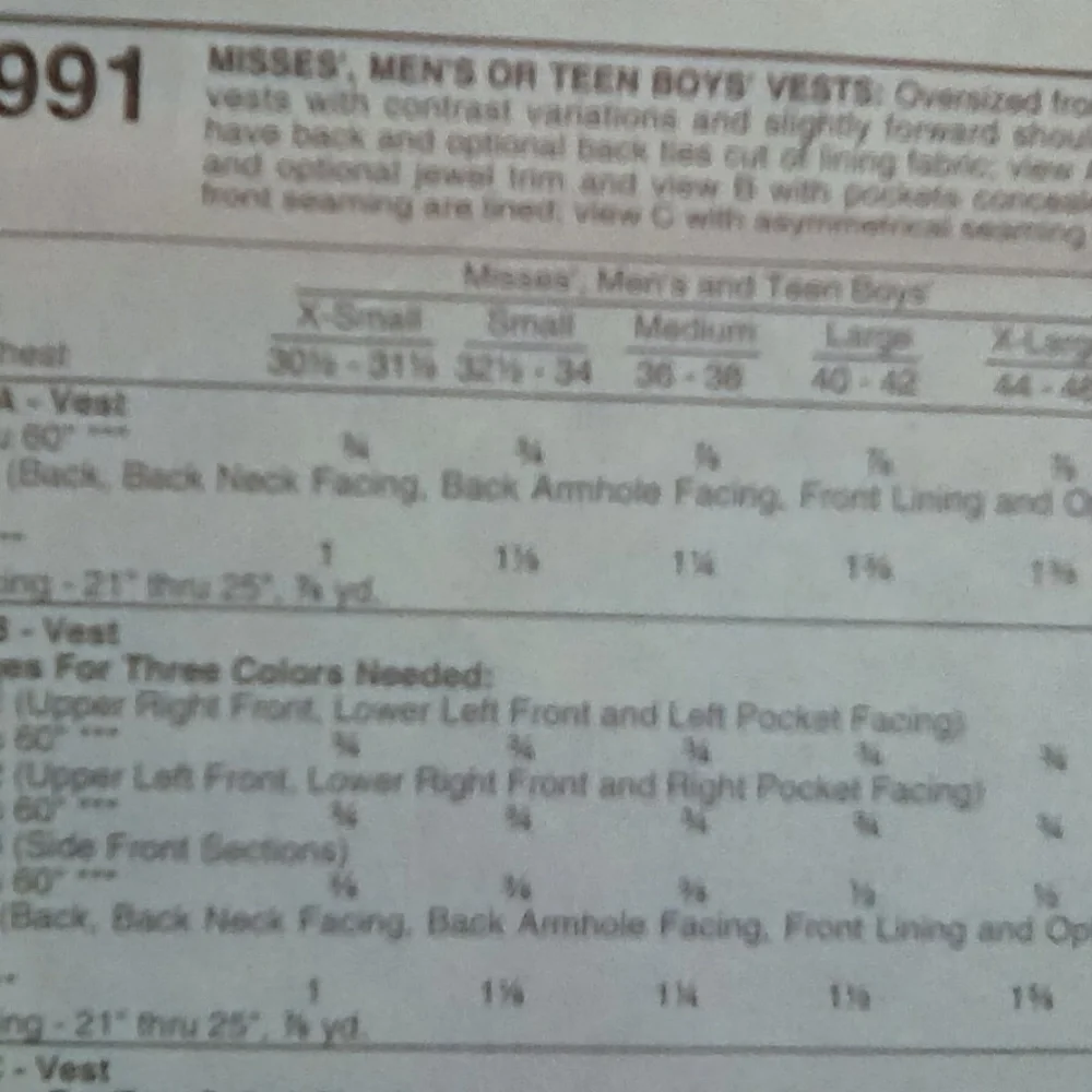 McCall's EASY 2hr Vest Size M (36-38)